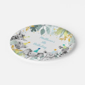 パーティーアニマルブルー金ゴールドサファリ誕生日 ペーパープレート (アングル)