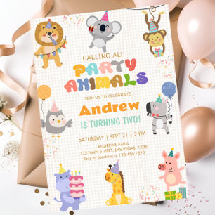 パーティーアニマル誕生日を呼ぶ 招待状