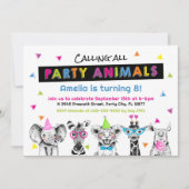 パーティーアニマル誕生日パーティーへようこそ 招待状 (正面)