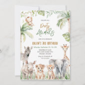 パーティーアニマル サファリ ジャングル 動物園 キッズ 誕生日 招待状 (正面)