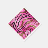 パーティーアニマル タイガープリントナプキン, ピンクグリッター スタンダードカクテルナプキン (角)