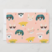 パーティーアニマル 犬と猫の風船 誕生日写真 招待状 (裏面)