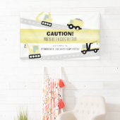 パーティーアンダー建築車ホワイト誕生日 横断幕 (インサイチュ)