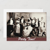 パーティーアンティーク女子祝招待状 招待状 (正面/裏面)