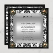 パーティーイベントエレガントダマスクジュエル 招待状 (正面/裏面)