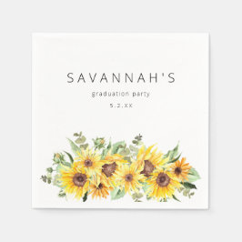パーティーイベントサンフラワー&ユーカリフローラ名 スタンダードカクテルナプキン