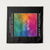 パーティーイベントセミナービジネス会社ロゴブラック タペストリー (正面(横))