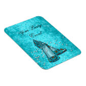 パーティーイベントティール(緑がかった色)ブルーグリッター靴 マグネット (右側)