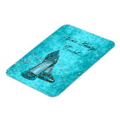 パーティーイベントティール(緑がかった色)ブルーグリッター靴 マグネット (左側)