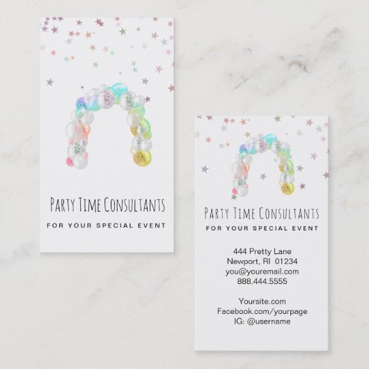 *~*パーティーイベントプランナーレインボーバルーンビジネス 名刺 (正面/裏面)