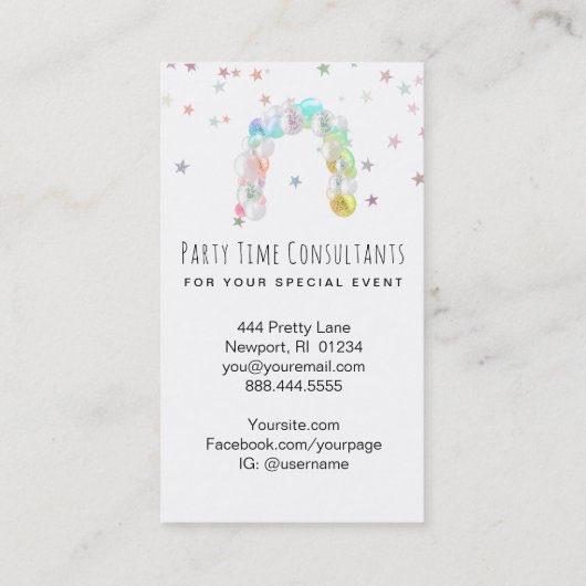 *~*パーティーイベントプランナーレインボーバルーンビジネス 名刺 (裏面)