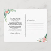 パーティーイベント延期された日付赤面ピンクフローラ 案内ポストカード (裏面)