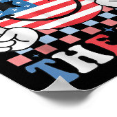 パーティーインザアメリカレトロスマイル顔アメリカ国旗4t ポスター (角)