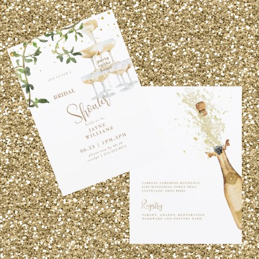 パーティーインハウスシャンパンタワー3ブライダルシャワー 招待状