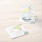 パーティーインハウスマルガリタホワイトブライダルシャワー スクエアペーパーコースター (インサイチュ)
