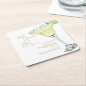 パーティーインハウスマルガリタホワイトブライダルシャワー スクエアペーパーコースター (アングル)