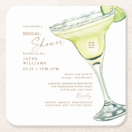 パーティーインハウスマルガリタホワイトブライダルシャワー スクエアペーパーコースター