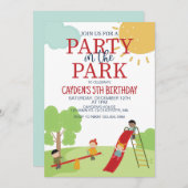 パーティーインパークプレイグラウンド誕生日 招待状 (正面/裏面)