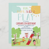 パーティーインパークプレイグラウンド誕生日 招待状 (正面/裏面)