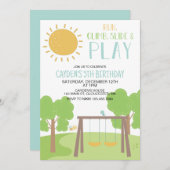 パーティーインパークプレイグラウンド誕生日 招待状 (正面/裏面)