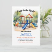 パーティーイン公園、プレイグラウンド誕生日、屋外 招待状 (スタンド正面)