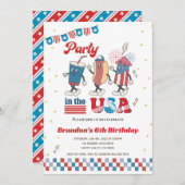 パーティーインUSAキッドボーイ誕生日アメリカン・ディナー 招待状 (正面/裏面)