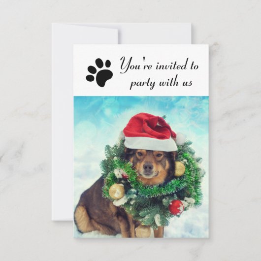 パーティーウィズUs Dog - 3x5ホリデーパーティ招待状 招待状 (正面)