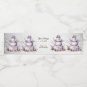 パーティーウォーターカラーケーキラベンダーフローラ エレガント ペットボトルラベル (シングルラベル)