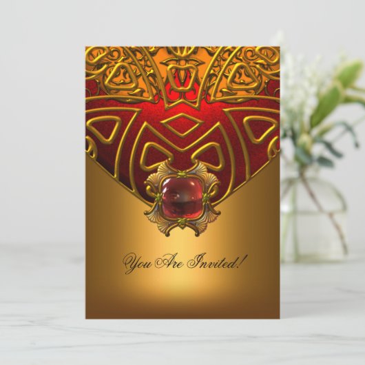 パーティーエレガントすべての行事赤金ゴールド2 招待状 (スタンド正面)