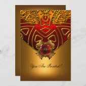 パーティーエレガントすべての行事赤金ゴールド2 招待状 (正面/裏面)