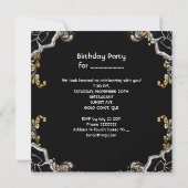 パーティーエレガントブラック銀金ゴールド結晶シャンデリア 招待状 (裏面)