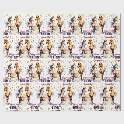 パーティーエレガント帽子の馬ハッピーバースデー ラッピングペーパー (フラット)