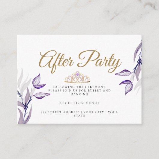 パーティーエレガント紫の葉の後 エンクロージャーカード (正面)