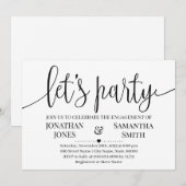 パーティーエンゲージメントシャワー ミニマルウェディング 招待状 (正面/裏面)