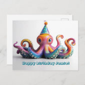 パーティーオクトパス - かわいい誕生日デザイン ポストカード (正面/裏面)