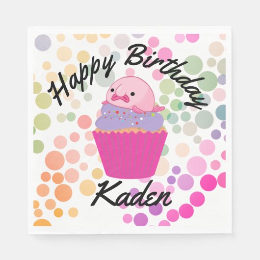 パーティーオン誕生日ブロブフィッシュ紙プレート スタンダードランチョンナプキン (正面)