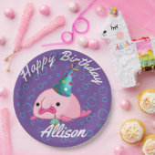 パーティーオン誕生日ブロブフィッシュ紫 ペーパープレート (パーティー)