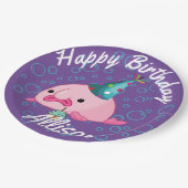 パーティーオン誕生日ブロブフィッシュ紫 ペーパープレート (アングル)