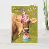 パーティーカウアンドカップケーキ誕生日 カード (正面)