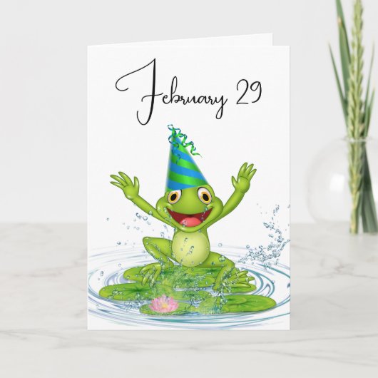 パーティーカエルうるう年誕生日 カード (正面)