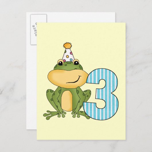パーティーカエル誕生日Tシャツとプレゼント インビテーションポストカード (正面/裏面)