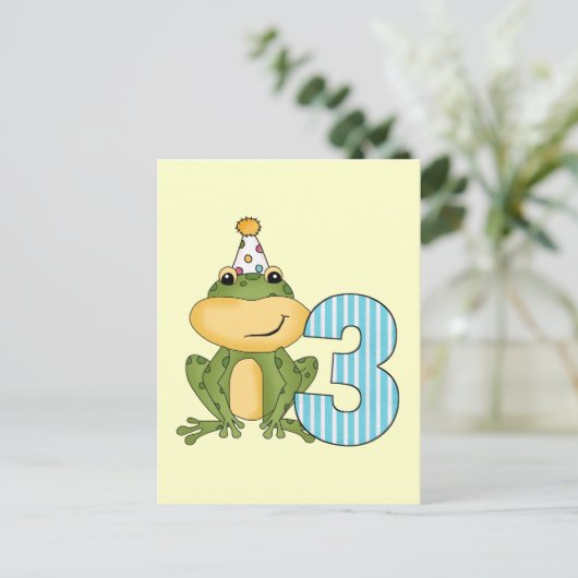 パーティーカエル誕生日Tシャツとプレゼント インビテーションポストカード (スタンド正面)
