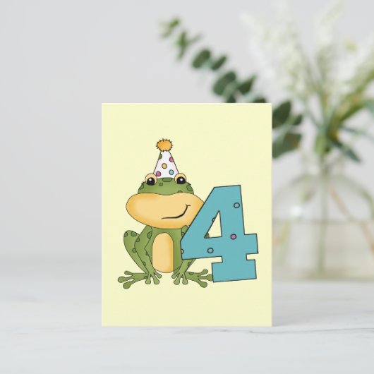 パーティーカエル4th誕生日Tシャツとギフト インビテーションポストカード (スタンド正面)