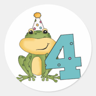 パーティーカエル4th誕生日Tシャツとギフト ラウンドシール