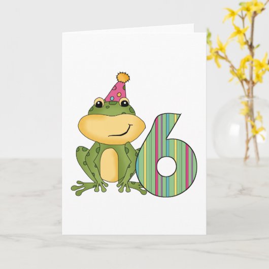 パーティーカエル6誕生日Tシャツとギフト カード (黄色い花)