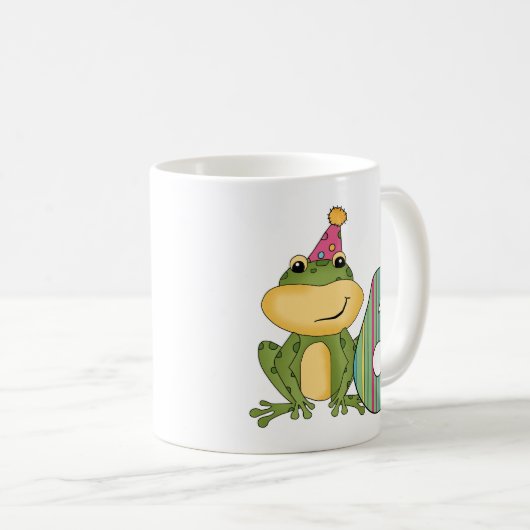 パーティーカエル6誕生日Tシャツとギフト コーヒーマグカップ (正面右)