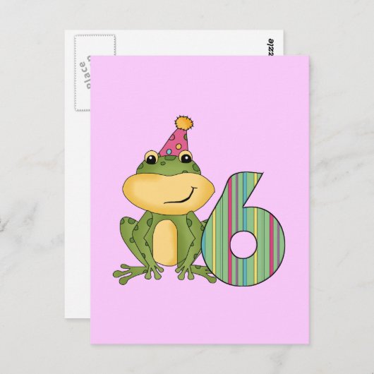 パーティーカエル6誕生日Tシャツとギフト ポストカード (正面/裏面)