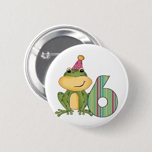パーティーカエル6誕生日Tシャツとギフト 缶バッジ (正面&裏面)