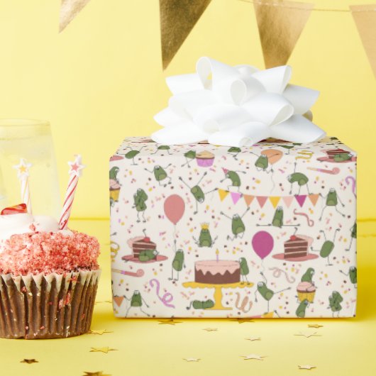 パーティーカエル ラッピングペーパー (誕生日パーティー)