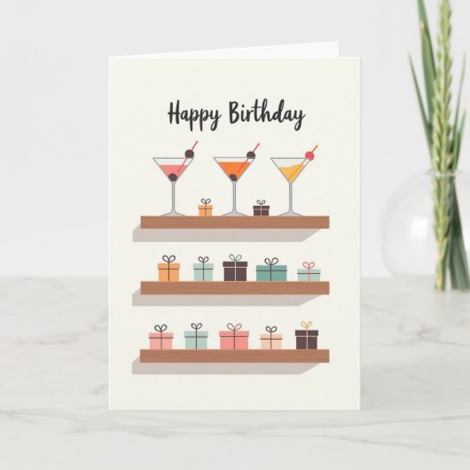 パーティーカクテル 誕生日カード カード (正面)